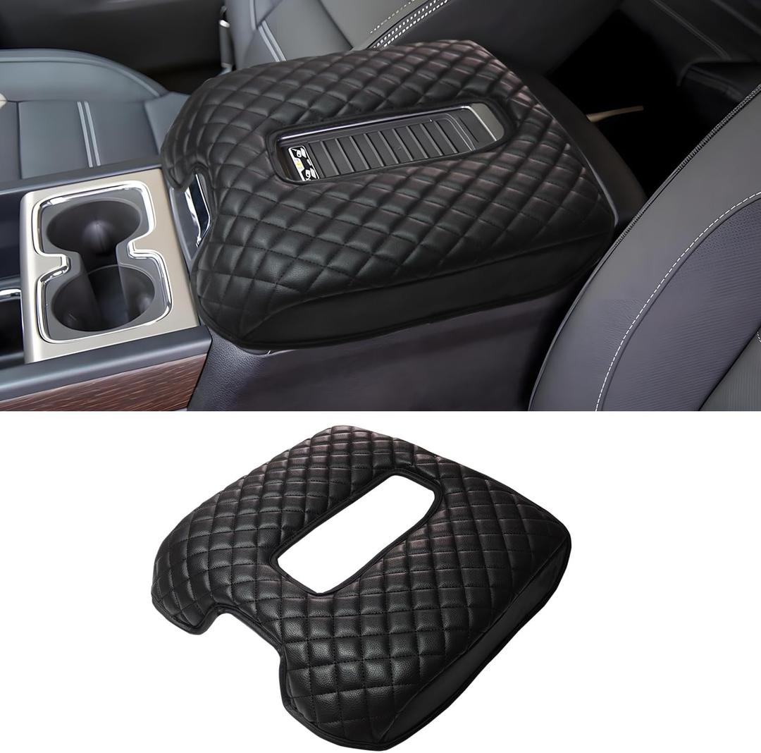 Center Console Armrest Cover Compatible with Chevy Silverado & GMC Sierra 1500 2500 3500 2014-2018, Yukon & Tahoe & Suburban 2015-2020, For Console Bucket Seat Only, Arm Rest Cushion, Anti-Scratch