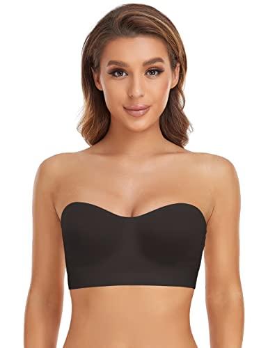 Lusait Strapless Bra for Women Non-Slip Silicone Padded Bandeau Bra Wireless Tube Top Bralette Black Small Lusait Strapless Bra for Women Non-Slip Silicone Padded Bandeau Bra Wireless Tube Top Bralette Black Small