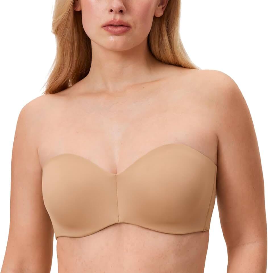 DELIMIRA Women's Strapless Bra Unlined Underwire Minimizer Plus Size Support, 40D