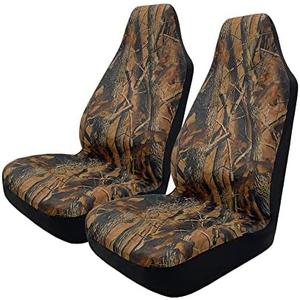 TOYOUN Camo Universal Front Car Seat Covers Waterproof Highback Bucket Seat Covers-Fit Most Cars, Trucks, SUVS, Vans 2 PCS Auto Fabric Seat Covers Camouflage Forest Pattern Car Seat Protector