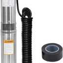 WASSERMANN 4" Deep Well Submersible Pump with 10FT Cable, 1HP, 230V/60HZ, 33GPM, 190FT Head, Stainless Steel Submersible Well Pumps Borehole Water Pump for Home, Factories, Irrigation, Farmland