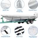 SPORTYOUTH Boat Cover, Trailerable Boat Cover 12' - 14' Waterproof Oxford Fabric 210D Anti-UV Dustproof Fit Classic Boat Open Boat Deep V-Hull Fishing Boats Small Utility Boat and More