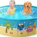Foldable Swimming Pool for Kids 47.2"x17.7" Hard Plastic Portable Dog Pool Anti-Slip Collapsible Pets Bathtub Kiddie Pool Indoor Outdoor Backyard (JellieMons 48'')
