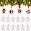 15 Pcs Christmas Hanging Photo Frame Christmas Photo Ornaments Acrylic Decorative Pictures Frames Family Ornament for Winter Christmas Tree Decorations (Snowflake)