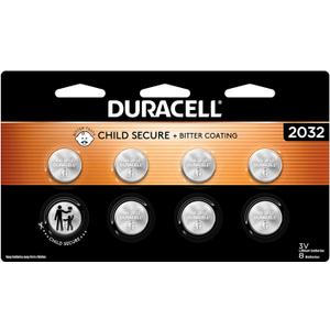 Duracell 2032 Lithium Battery, 8 Count (Pack of 1), Compatible with AirTag, Child Safety Features, Key Fob, CR2032 3V Cell