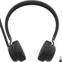 Lenovo Wireless VoIP Headset Teams Certified, Noise-Canceling Mic, Bluetooth 5.3 Multipoint, USB-A Receiver, 31-Hour Talk & 60-Hour Playback, Lightweight Over-Ear Design, Replaceable Earcups