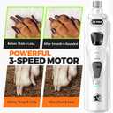 Whisper Quiet Dog Nail Grinder with 4 LED Lights, Safe & Stress-Free for Sensitive Dogs of All Breeds & Sizes, 3 Grinding Bits, 3-Speed, Pet Nail Trimmers, Rechargeable Painless Grooming Kit White