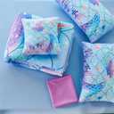 URBONUR 6Pcs Gradient Mermaid Bedding Set Twin Size Colorful Scales Light Blue Purple Comforter with Sheet Set Lightweight Kids Girls Bed in a Bag