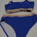 Women's High Waisted Bikini Set Two Piece Crop Top Swimsuit Ribbed Cheeky Bathing Suits (X-Large, Royal Blue)