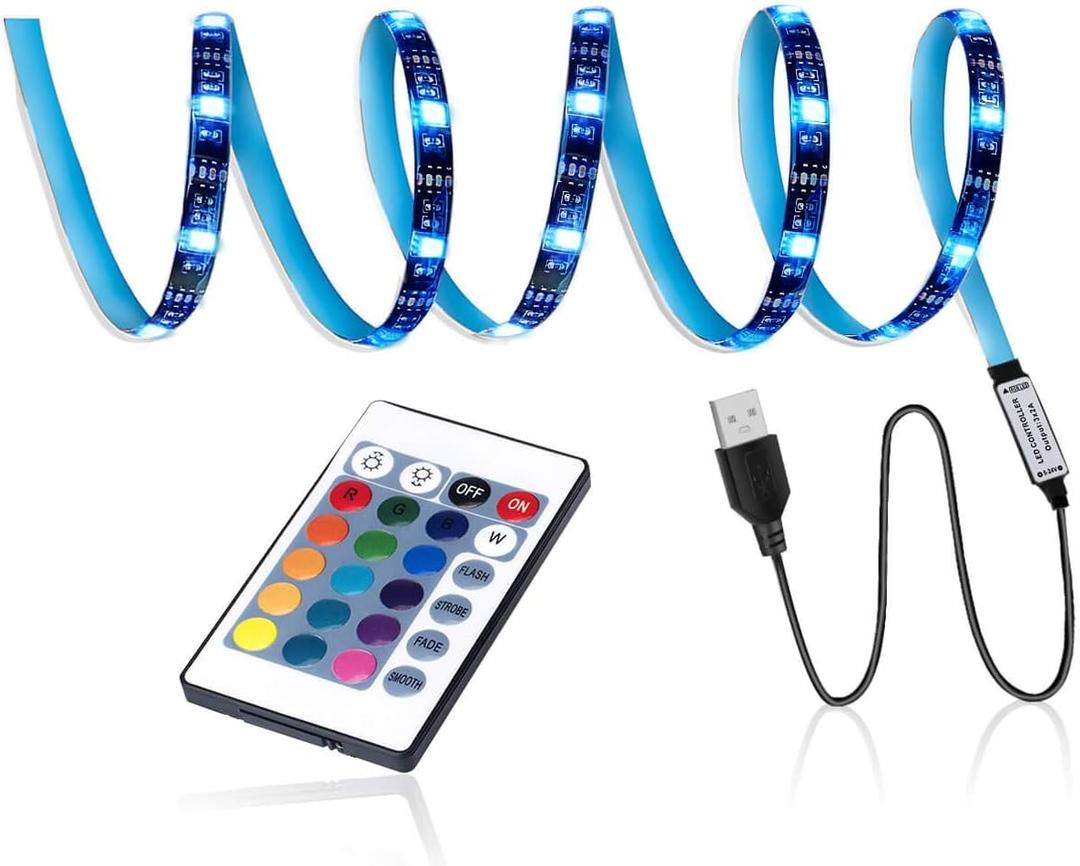 LED TV Backlight,SMY USB LED Strip Light,RGB Multi-Colour LED Light Strip Kit Waterproof IP65, 60LED with Wireless Remote Controller for TV/PC/Laptop Bias Lighting (6.56Ft)