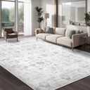 Washable 810 Area Rug for Living Room, Vintage Floral Rug Soft Non Slip Stain Resistant Boho Carpet for Bedroom Dinning Room Kitchen Home Office Grey