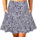 SHEKINI Women's High Waisted Swim Skirt Side Pockets Bathing Suit Bottom with Built-in Short, M