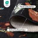 Rugflix Scalloped Floral Rug for Entryway, 2x3 Washable Non-Slip Kitchen Area Rugs, Small Low Pile Indoor Door Mat, Soft Entrance Carpet for Bathroom Bedroom, Dark Black