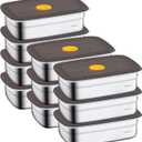 clamder 10 Pack Stainless Steel Food Storage Containers with Airtight Leak-Proof Lids, 34oz Reusable Meal Prep Lunch Boxes, Freezer & Dishwasher Safe Metal Containers for Leftovers & Snacks