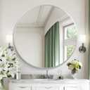 Silver Round Mirror, 42 inch Large Circle Mirrors, Aluminum Metal Frame Big Round Bathroom Mirror, Oversized Circle Mirror, Huge Circular Mirrors for Wall Bathroom Entryway Bedroom Living Room (42"L x 42"W, Silver Frame)