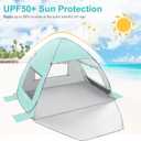 TOBTOS UPF 50+ Pop Up Beach Tent, Easy Set Up Beach Umbrella, Sun Shelter for 2-3 People UV Protection Portable Sunshade, Baby Canopy Cabana, Lightweight with Carry Bag, 63"L x 49.6"W x 50"H