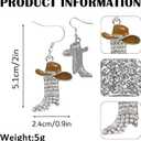 HyperFun Western Cowgirl Boots Earrings Heart Shaped Sunglasses Round Hippie Glasses Cowboy Dangle Earrings Accessories Set