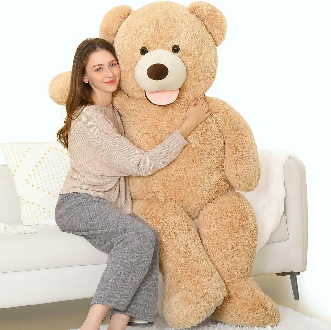 MorisMos 51 inch Smile Giant Teddy Bear, Large Stuffed Bears with Big Footprints, Big Stuffed Animals Cuddly Plush Gifts for Girlfriends, Boyfriend, Brown