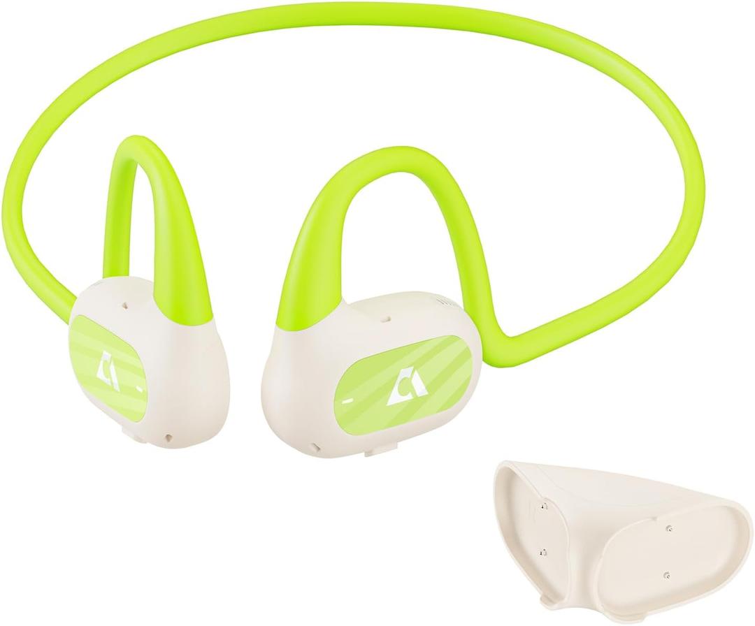 YMOO Open Ear Wireless Bluetooth 5.2 Headphone for Running, IPX4 Water/Sweatproof Headsets,10H Playtime, Low Latency, HiFi Air Conduction Earbuds with Dual-mic for Workout (Green)