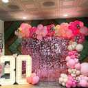 Pink Shimmer Wall Backdrop (Pack of 24) Square Shimmer Panels Sequin Photo Backdrops Decoration for Birthday Anniversary Engagement Christmas Parties Winter Glitter Bling Sequin Decor (6ftx4ft)