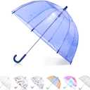 Totes Kids Pinch Proof Bubble Umbrella with Enhanced Visibility (38" Canopy, BLUE)