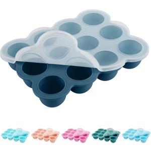 Baby Food Storage 12 x 1.5OZ Silicone Freezer Tray with Lid, Food Grade Silicone Containers for Purees & Vegetables Midnight Blue