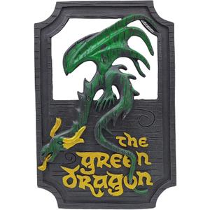 KISWIAR Green Dragon Wall Decor, Resin Dragon Wall Hangings, 9x6 Inches, Retro Personalized Sign for Bar Home Office Interior Decoration