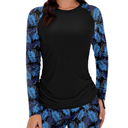 Women Two Piece Rash Guard Swimsuits Long Sleeve Built in Bra Swim Shirt UPF 50+ Bathing Suits with Boyshorts XL