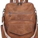 Backpack Purse for Women PU Leather Backpack Ladies Fashion Handbag Designer Shoulder Bag Small Travel Bag Brown