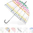 Totes Adult Windproof Bubble Umbrella with J Hook Handle and Enhanced Visibility