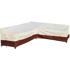 Outdoor L-Shaped Patio Furniture Covers - Waterproof, Rip-Stop, Anti-UV 600D Heavy Duty Outdoor Couch Cover with 3 Air Vent - 120''L x 33''D x 35''H (L-shaped 120"x90", Beige & Reddish Brown)