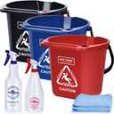 Matthew Cleaning 4.2 Gallon Mop Bucket, Heavy Duty Plastic Cleaning Bucket with Built-in Pour Spout, Mop Holder and Comfort Grip Handle, House and Commercial Cleaning Supplies, 3 Pack Mixed Color