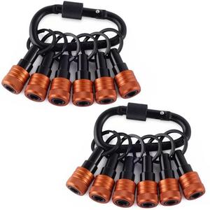 Bit Holder Key Chain 12 Pcs Set, 1/4 inch Socket Hex Shank Bit Holders Keychain for Impact Drills Nut Driver, Quick Release Screwdriver Extension Tool with Carabiner, Tools Gifts for Men (Orange)
