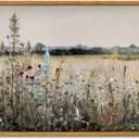 OIQArtOIQ Vintage Wildflowers Landscape Wall Art Framed Floral Natural Scenery Oil Painting Canvas Prints Country Farmhouse Decor Pictures Kitchen Bedroom Living Room Bathroom (36L" x 24W")