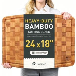 Extra Large Bamboo Wooden Cutting Board Wood Cutting Boards for Kitchen, 23.5"L x 18"W