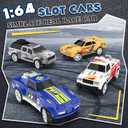 Slot Car Race Track Sets with 4 Slot Cars, Electric Race Car Track Include Slope Circular Overpass Track, Dual Racing Game Featuring Flash Bridge and Pendulum, Gifts Toys for Boys Kids Age 6 7 8-12, 1:64