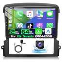 Podofo 2+64G Apple CarPlay Car Stereo Radio for Kia Sorento 2004 2005 2006 2007 2008 with Android Auto 9" Touch Screen Bluetooth Audio with GPS Navigation Mirror Link WiFi RDS Hi-Fi Backup Camera MIC