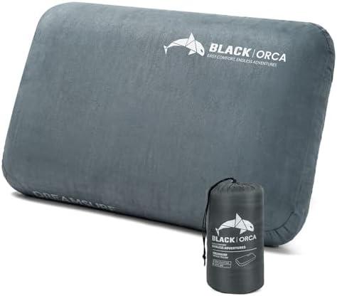 BLACK ORCA Memory Foam Camping Pillow, Lightweight & Portable Travel Pillow, Backpacking Pillow with Removable Cover, Ergonomic Pillows, Neck Lumbar Support for Outdoor Camp, Hiking, Backpacking Sleep