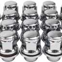 M12x1.25 Lug Nuts with Mag Flat Seat 24 pcs 13/16" 21mm Hex 1.46x1.18 Chrome Compatible with Frontier NP300 Titan (Non XD)