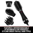 CHI Volumizer 4-in-1 Blowout Brush Hair Dryer, Multi-Attachment Ceramic Ionic Styling Tool, Preserves Natural Hair Moisture for Easy Styling, Frizz Control & Shine, Includes 4 Attachments,1000W, Black