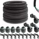 (1/2" Dia * 50 Feet) Yariwiz Black Special Extra Flexible Electrical Conduit Liquid Tight PVC Conduit Kit with 5 PCS Coupling, 3 PCS Elbow and 10 PCS Strap, Sealtight Seal Flex Liquidtight Wire