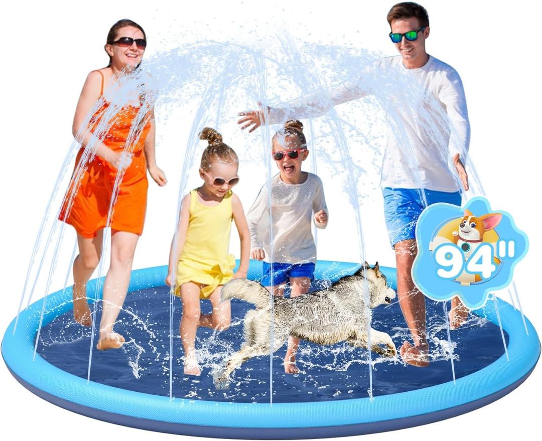 Splash Pad for Kids and Dog, YSJILIDE Non-Slip Large Sprinkler Splash Play Mat, 102" Sprinkler Pool for Outside Backyard Dog Pool