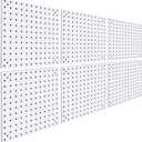 6 Pack Steel Peg Board,Universal 1/8 and 1/4 Pegboard Accessories,Ideal for Garage Tool Storage, Office Organization, Craft Room, Kitchen etc. (White, 6-12X12)