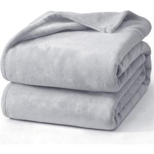 Hansleep Fleece Light Grey Twin Blanket, Super Soft Flannel Fuzzy Plush Cozy Blanket for All Seasons, Light Grey, Twin 60x80 Inches