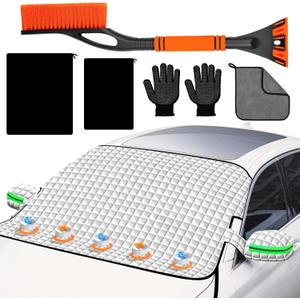 Winter Windshield Covers for Ice and Snow&Winter Car Essentials, Car Anti-Snow Cover, Snow Windshield Cover, Automotive Exterior Accessories Free Car Snow Shovel, Towel, and Gloves.