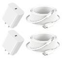 iPad Charger Fast Charging 10ft USB-C Cable & 20W USB-C Charger Block 2-Pack for Apple iPad A16/11th/10th/Pro 13/12.9/11/Air/Mini A17 Pro, iPhone 17/16/15 Series, White
