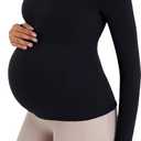 Sunzel Sunzfly Maternity Long Sleeve Shirts for Women, Pregnancy Clothes Tops with Crew Neck, Soft Athletic Yoga Casual Tee (Black, XL)