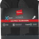 Hanes Mens Max 6 And Ultimate 8-Pack Ultra Cushion FreshIQ Odor Control With Wicking Low Cut Socks, Black, Black - 8 Pack, 6-12 US