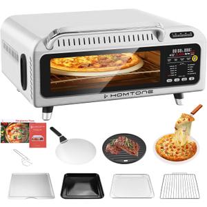 Homtone High-Temperature Pizza Oven - 800F, 19QT Flip Up & Away Compact Design with 18 Preset Functions, 1800W Countertop Convection Toast Oven, 8 Accessories Included, Make 12 Pizza in Minutes (Extra Large)