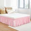 RIMELA Pink Bed Skirt Queen Size 18 Inch Drop, Wrap Around Elastic Bedskirt, Dust Ruffle for Adjustable Bed Base Machine Washable Easy to Install Bed Skirts